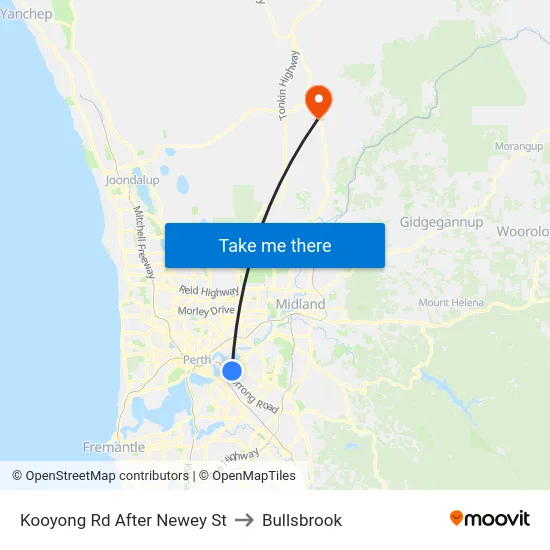 Kooyong Rd After Newey St to Bullsbrook map