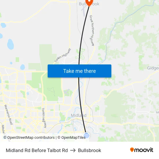 Midland Rd Before Talbot Rd to Bullsbrook map