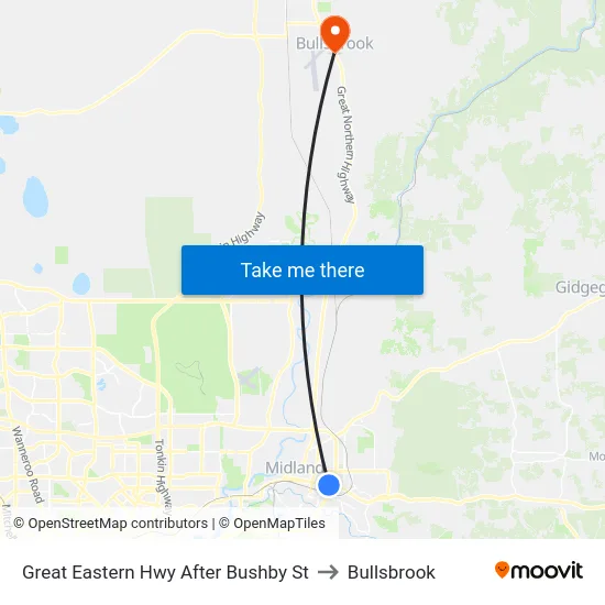 Great Eastern Hwy After Bushby St to Bullsbrook map
