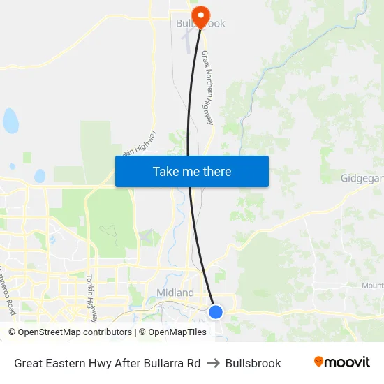 Great Eastern Hwy After Bullarra Rd to Bullsbrook map
