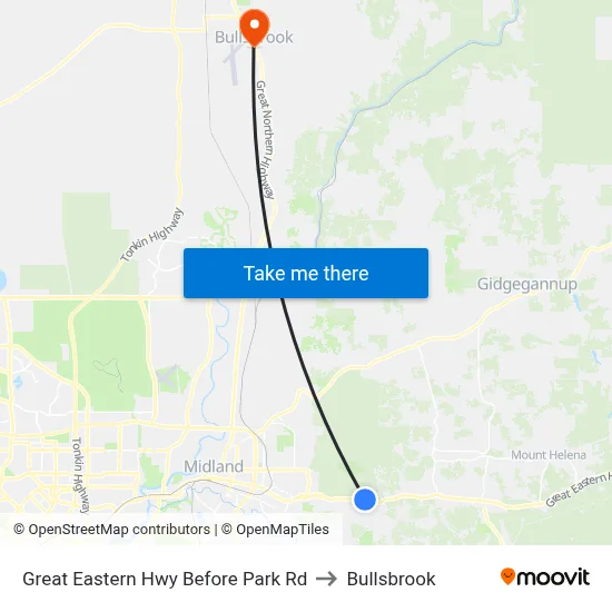 Great Eastern Hwy Before Park Rd to Bullsbrook map