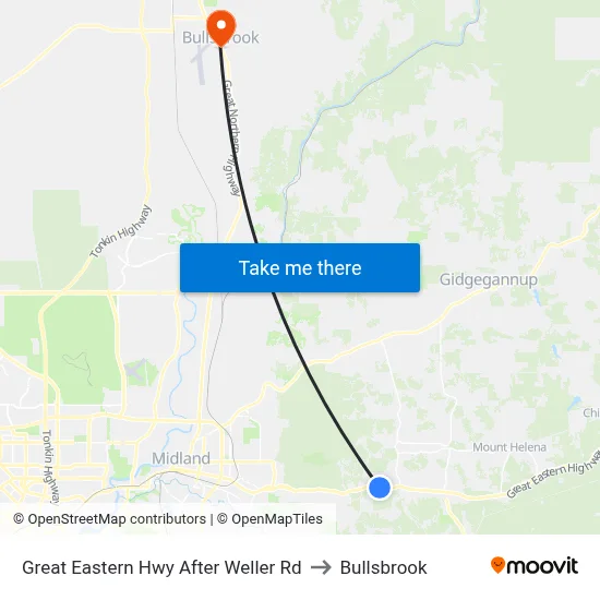 Great Eastern Hwy After Weller Rd to Bullsbrook map