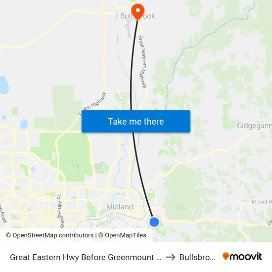 Great Eastern Hwy Before Greenmount Ri to Bullsbrook map