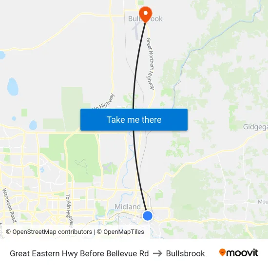 Great Eastern Hwy Before Bellevue Rd to Bullsbrook map