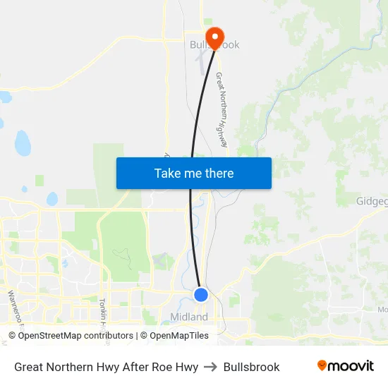 Great Northern Hwy After Roe Hwy to Bullsbrook map