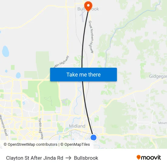 Clayton St After Jinda Rd to Bullsbrook map