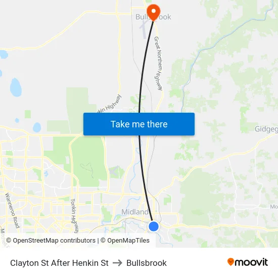 Clayton St After Henkin St to Bullsbrook map