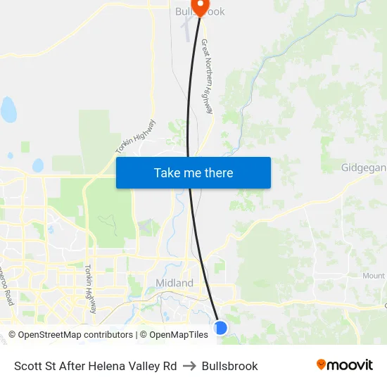 Scott St After Helena Valley Rd to Bullsbrook map