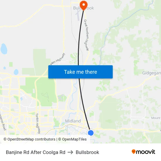 Banjine Rd After Coolga Rd to Bullsbrook map
