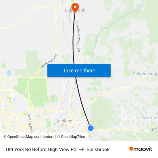 Old York Rd Before High View Rd to Bullsbrook map