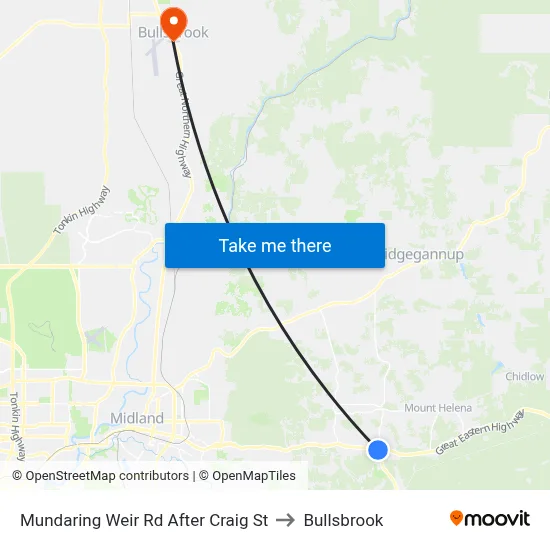Mundaring Weir Rd After Craig St to Bullsbrook map