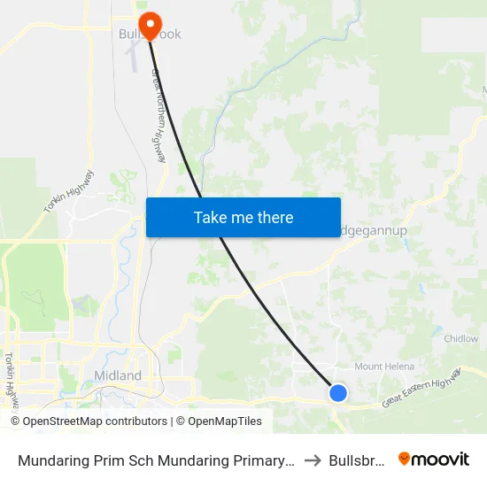 Mundaring Prim Sch   Mundaring Primary School to Bullsbrook map