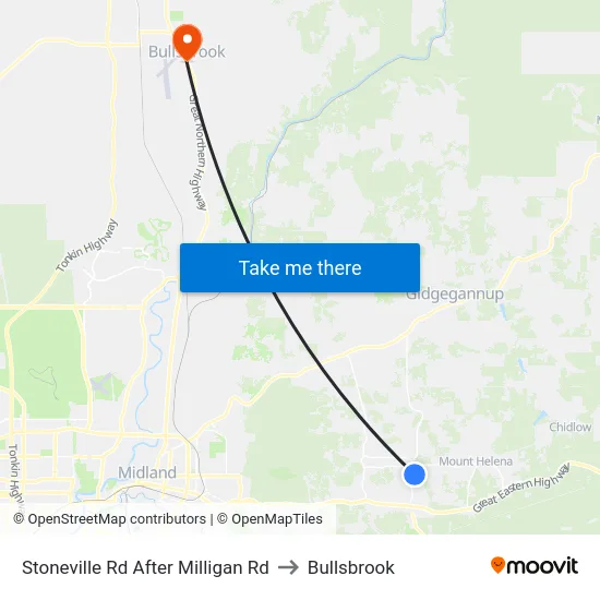Stoneville Rd After Milligan Rd to Bullsbrook map