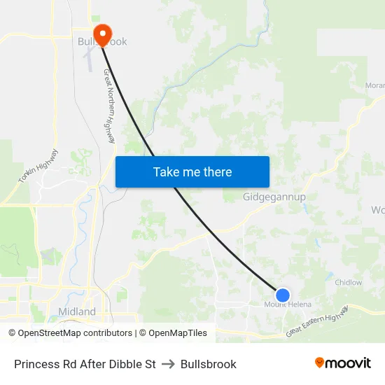 Princess Rd After Dibble St to Bullsbrook map