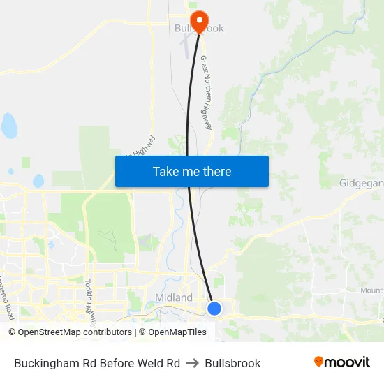 Buckingham Rd Before Weld Rd to Bullsbrook map