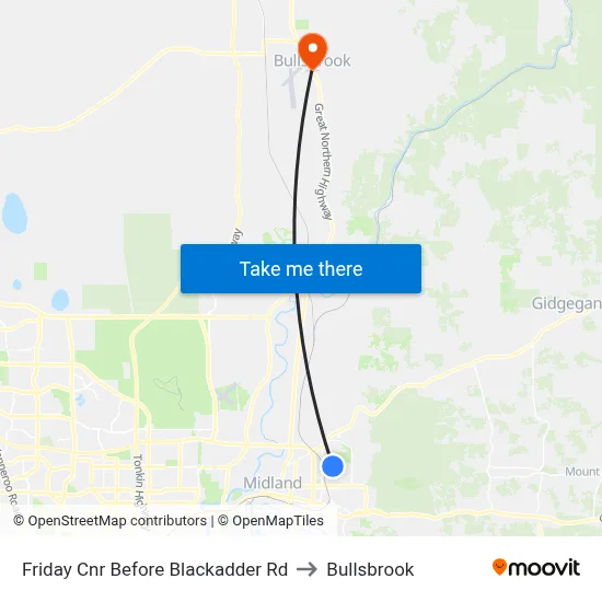 Friday Cnr Before Blackadder Rd to Bullsbrook map