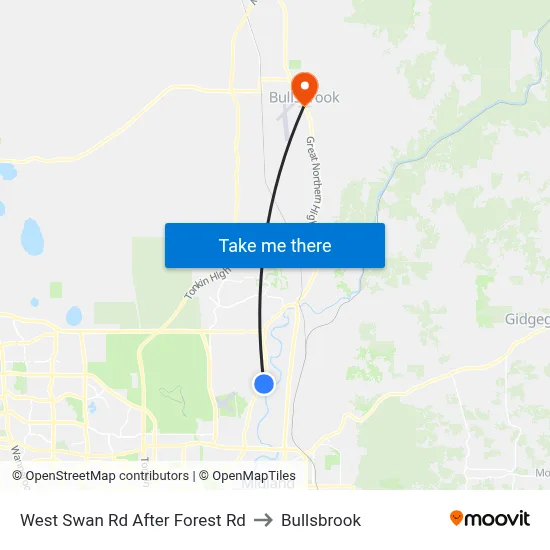 West Swan Rd After Forest Rd to Bullsbrook map