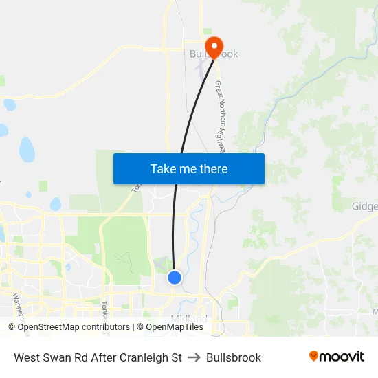 West Swan Rd After Cranleigh St to Bullsbrook map