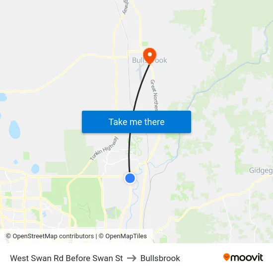 West Swan Rd Before Swan St to Bullsbrook map