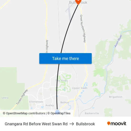 Gnangara Rd Before West Swan Rd to Bullsbrook map