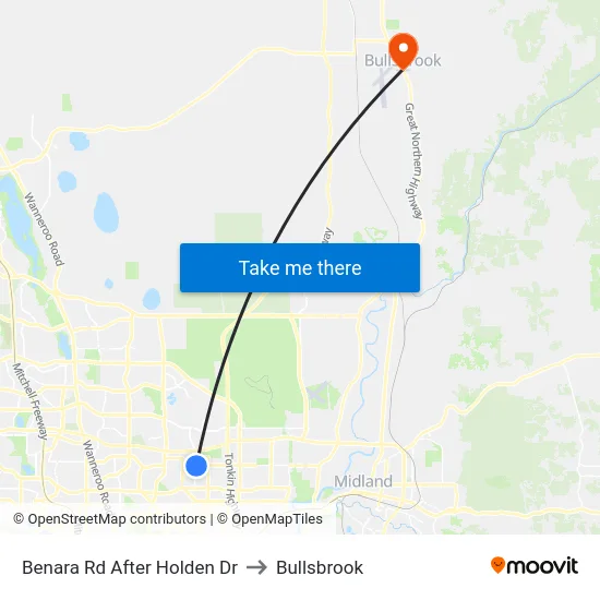 Benara Rd After Holden Dr to Bullsbrook map