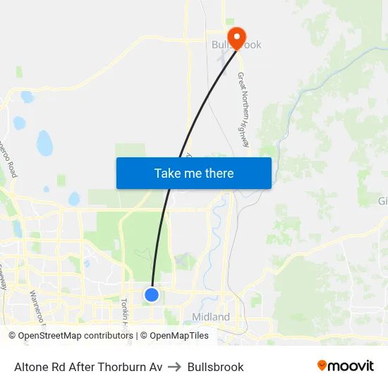 Altone Rd After Thorburn Av to Bullsbrook map