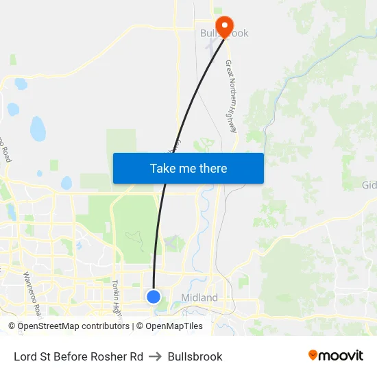 Lord St Before Rosher Rd to Bullsbrook map