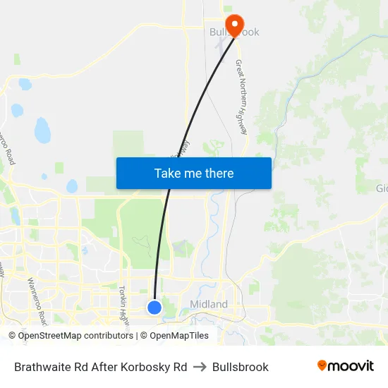 Brathwaite Rd After Korbosky Rd to Bullsbrook map