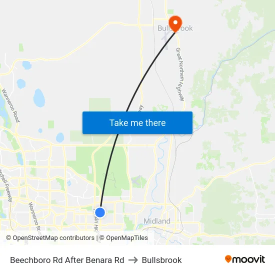Beechboro Rd After Benara Rd to Bullsbrook map