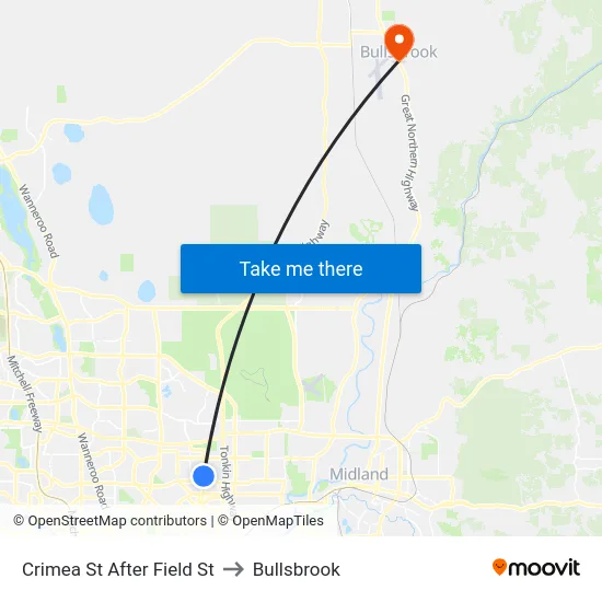 Crimea St After Field St to Bullsbrook map