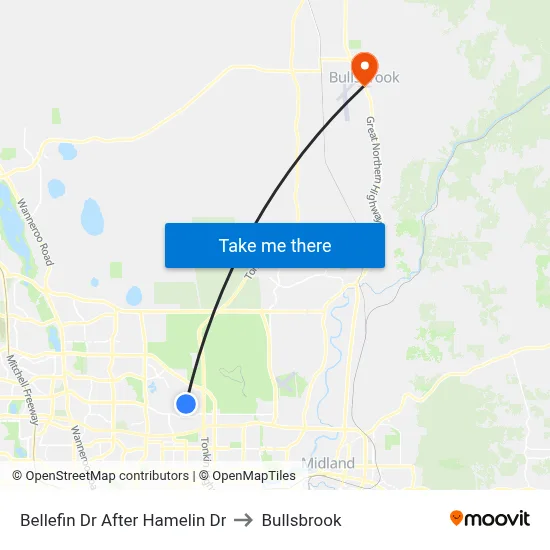 Bellefin Dr After Hamelin Dr to Bullsbrook map