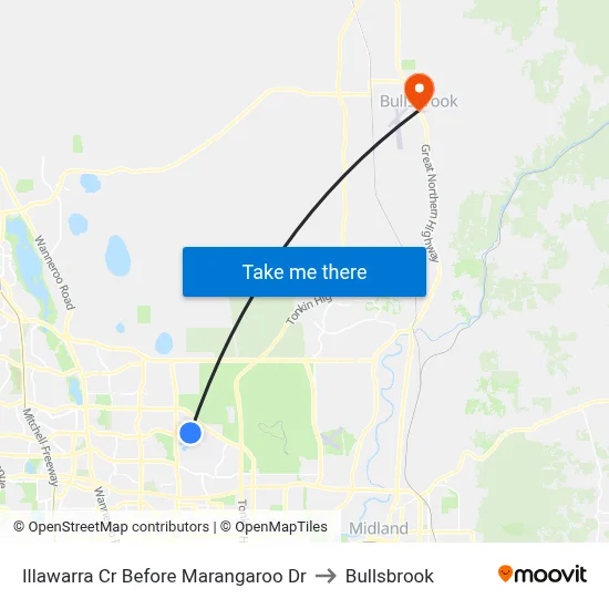Illawarra Cr Before Marangaroo Dr to Bullsbrook map