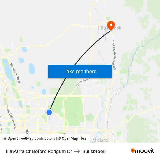 Illawarra Cr Before Redgum Dr to Bullsbrook map