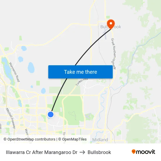 Illawarra Cr After Marangaroo Dr to Bullsbrook map