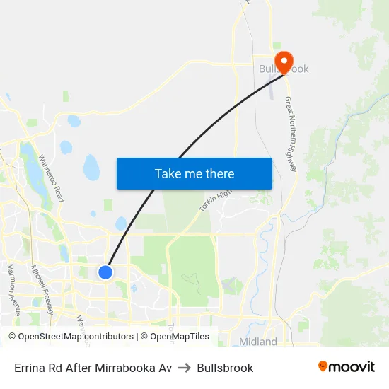 Errina Rd After Mirrabooka Av to Bullsbrook map