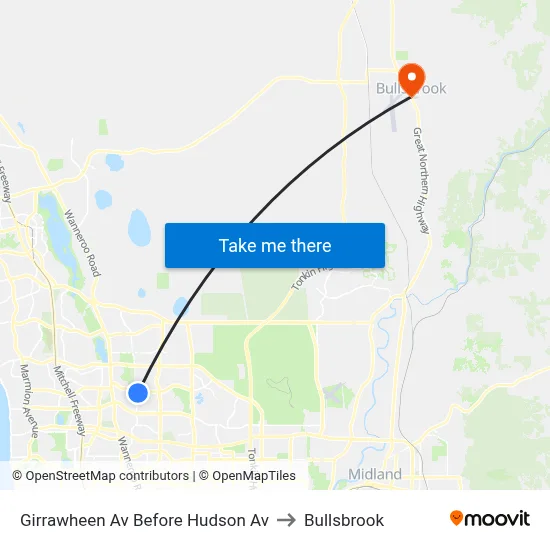 Girrawheen Av Before Hudson Av to Bullsbrook map