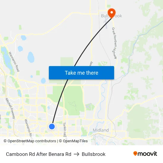 Camboon Rd After Benara Rd to Bullsbrook map