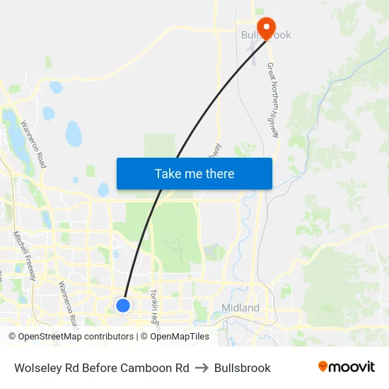 Wolseley Rd Before Camboon Rd to Bullsbrook map
