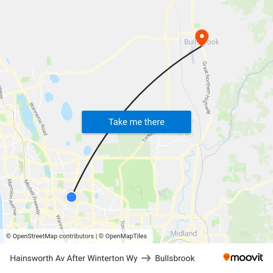 Hainsworth Av After Winterton Wy to Bullsbrook map