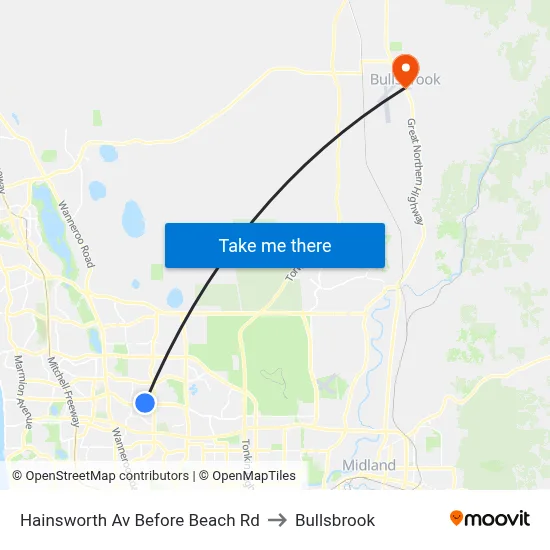 Hainsworth Av Before Beach Rd to Bullsbrook map