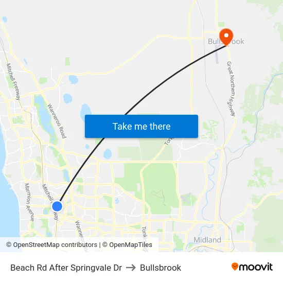 Beach Rd After Springvale Dr to Bullsbrook map