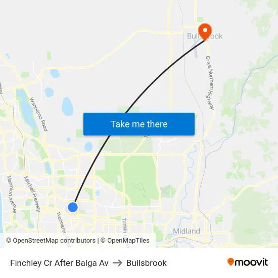 Finchley Cr After Balga Av to Bullsbrook map