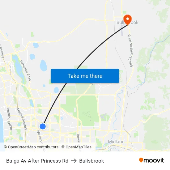 Balga Av After Princess Rd to Bullsbrook map