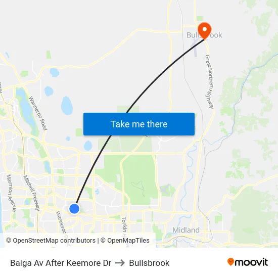 Balga Av After Keemore Dr to Bullsbrook map