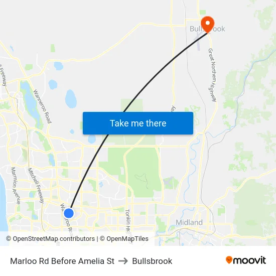 Marloo Rd Before Amelia St to Bullsbrook map