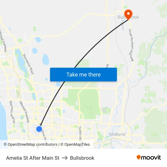 Amelia St After Main St to Bullsbrook map
