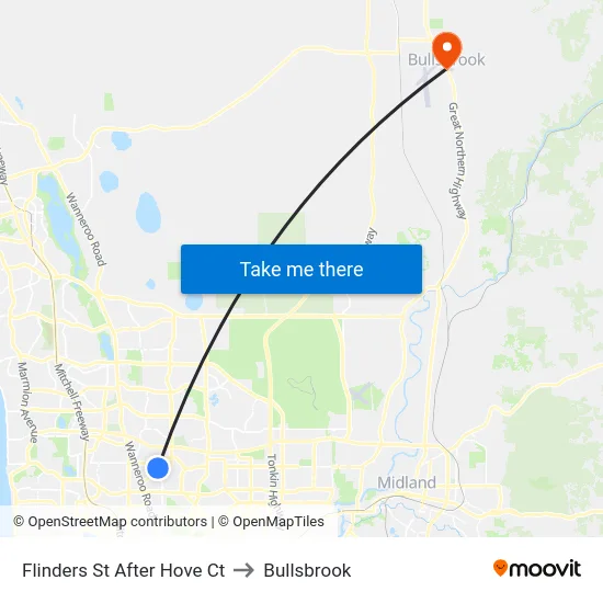 Flinders St After Hove Ct to Bullsbrook map