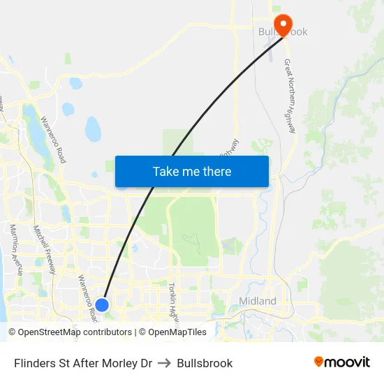 Flinders St After Morley Dr to Bullsbrook map