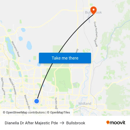 Dianella Dr After Majestic Pde to Bullsbrook map