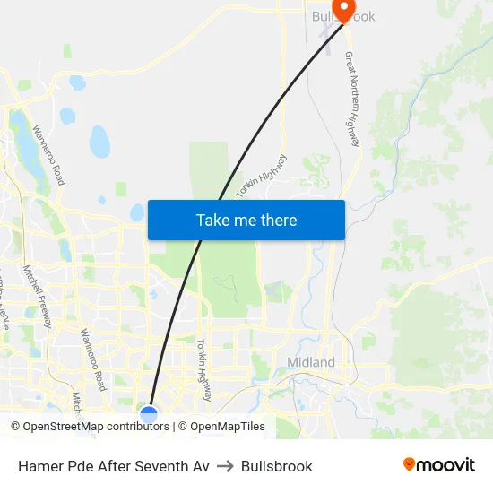 Hamer Pde After Seventh Av to Bullsbrook map